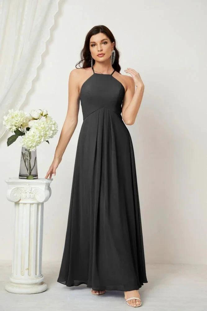 ZapDress Chiffon Halter Bridesmaid Dresses Long A-Line Formal Evening Dress 2805 (ZD16959)