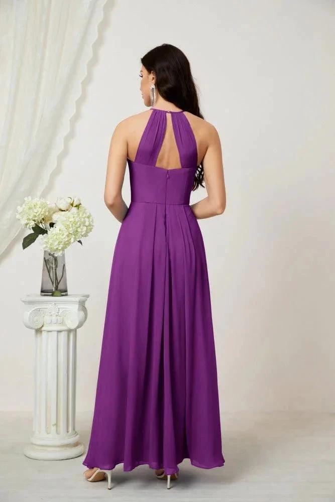 ZapDress Chiffon Halter Bridesmaid Dresses Long A-Line Formal Evening Dress 2805 (ZD16959)