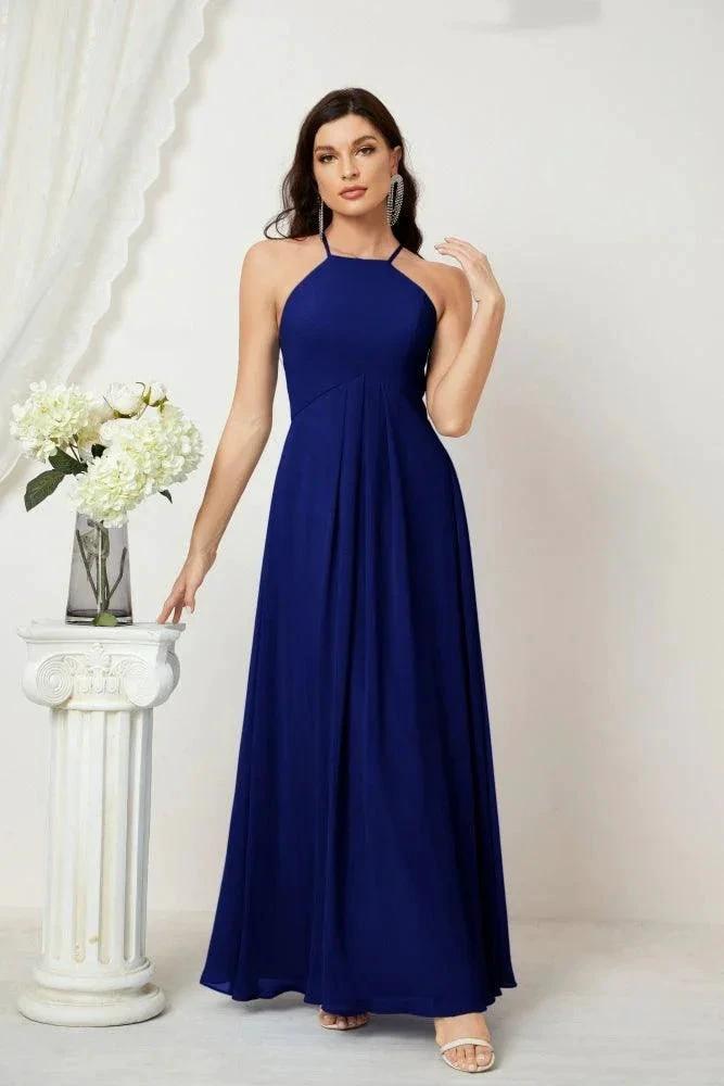 ZapDress Chiffon Halter Bridesmaid Dresses Long A-Line Formal Evening Dress 2805 (ZD16959)