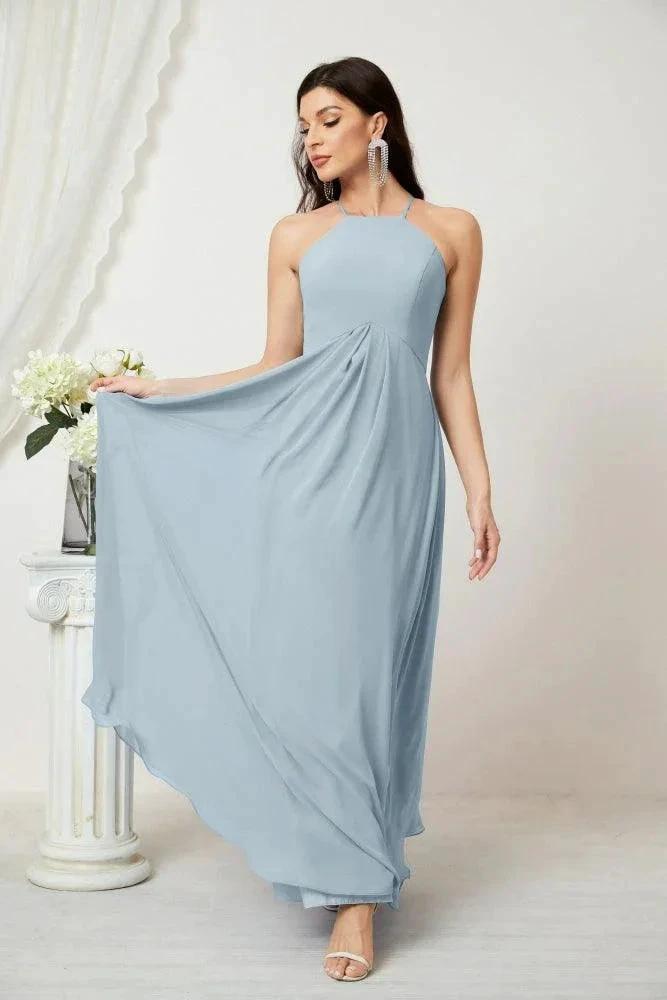 ZapDress Chiffon Halter Bridesmaid Dresses Long A-Line Formal Evening Dress 2805 (ZD16959)