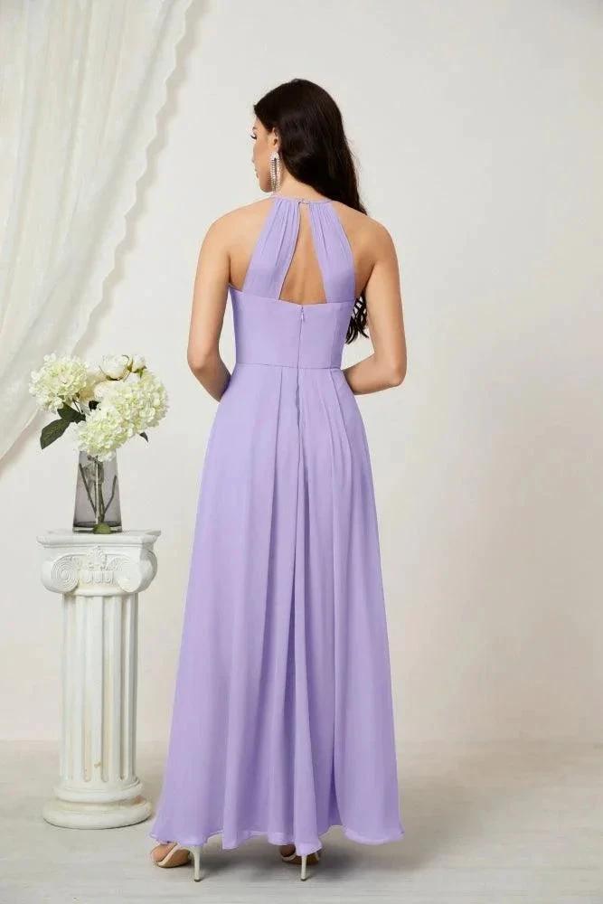 ZapDress Chiffon Halter Bridesmaid Dresses Long A-Line Formal Evening Dress 2805 (ZD16959)