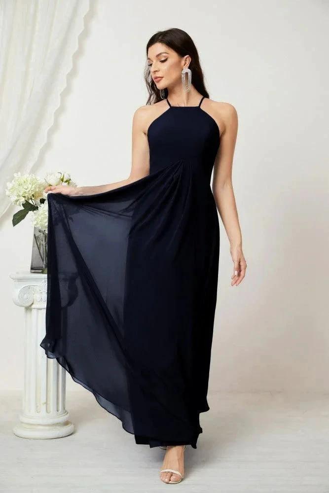 ZapDress Chiffon Halter Bridesmaid Dresses Long A-Line Formal Evening Dress 2805 (ZD16959)