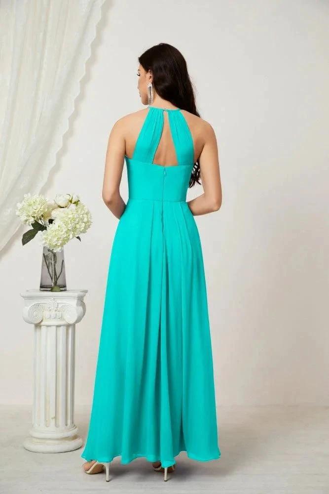 ZapDress Chiffon Halter Bridesmaid Dresses Long A-Line Formal Evening Dress 2805 (ZD16959)