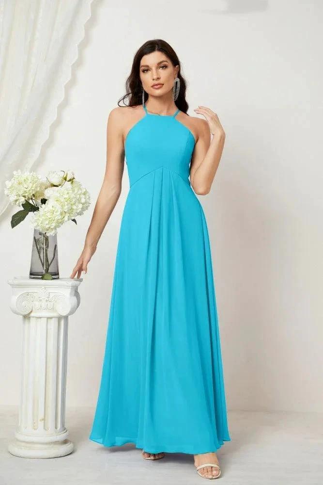 ZapDress Chiffon Halter Bridesmaid Dresses Long A-Line Formal Evening Dress 2805 (ZD16959)