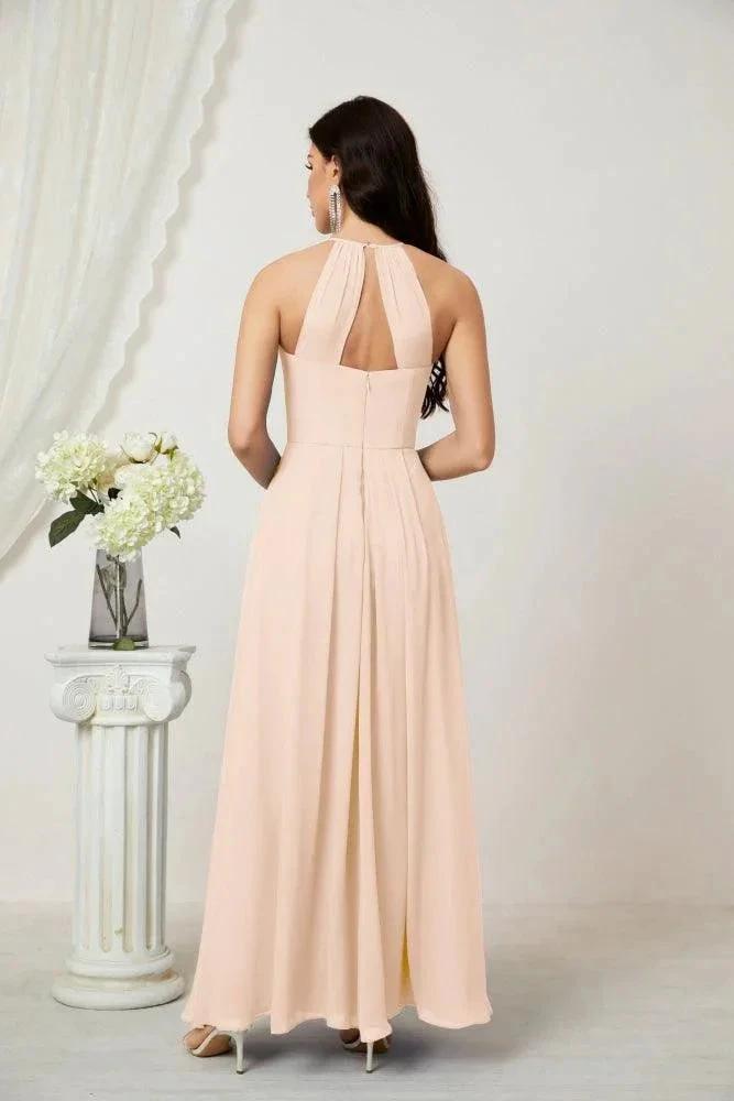 ZapDress Chiffon Halter Bridesmaid Dresses Long A-Line Formal Evening Dress 2805 (ZD16959)