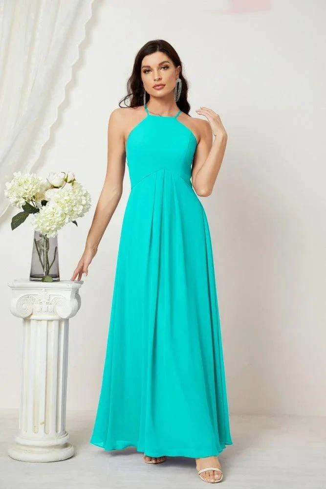 ZapDress Chiffon Halter Bridesmaid Dresses Long A-Line Formal Evening Dress 2805 (ZD16959)