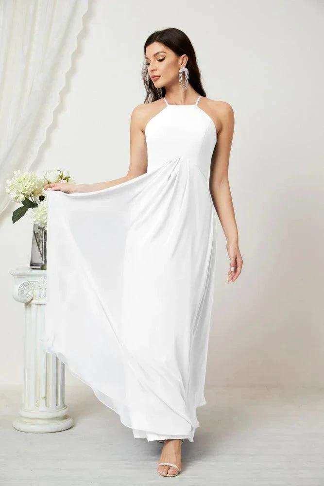 ZapDress Chiffon Halter Bridesmaid Dresses Long A-Line Formal Evening Dress 2805 (ZD16959)