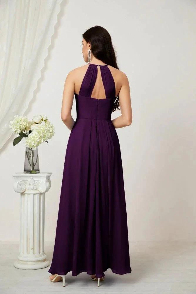 ZapDress Chiffon Halter Bridesmaid Dresses Long A-Line Formal Evening Dress 2805 (ZD16959)