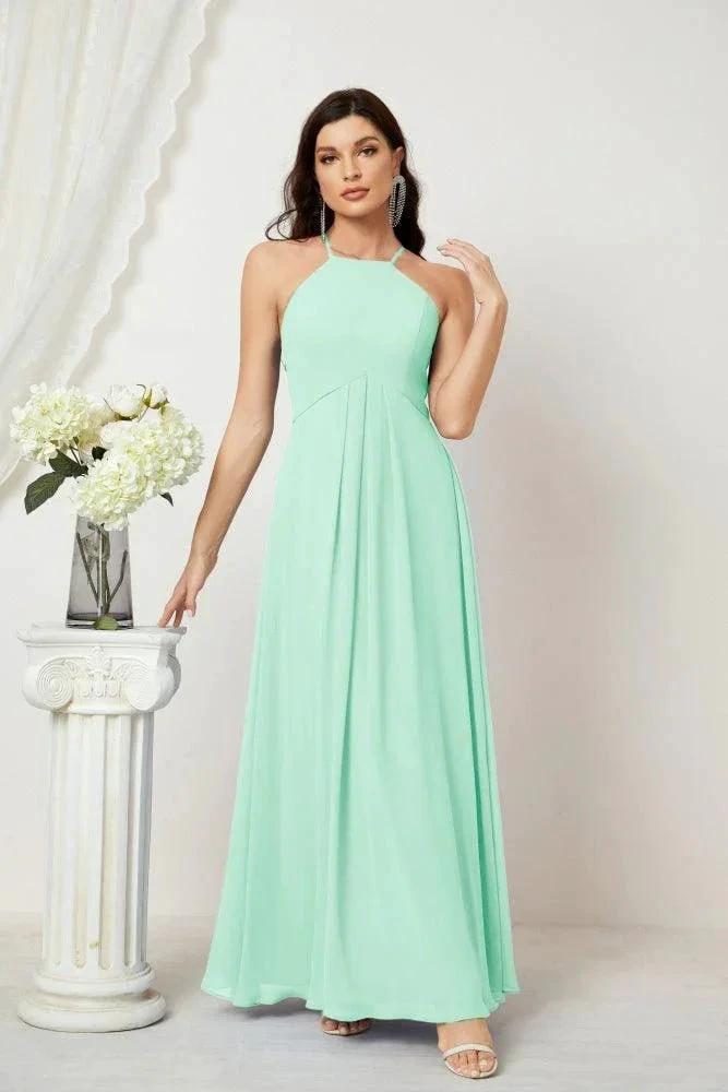 ZapDress Chiffon Halter Bridesmaid Dresses Long A-Line Formal Evening Dress 2805 (ZD16959)