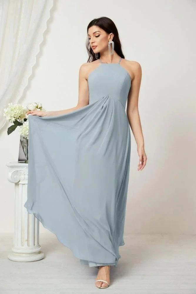 ZapDress Chiffon Halter Bridesmaid Dresses Long A-Line Formal Evening Dress 2805 (ZD16959)