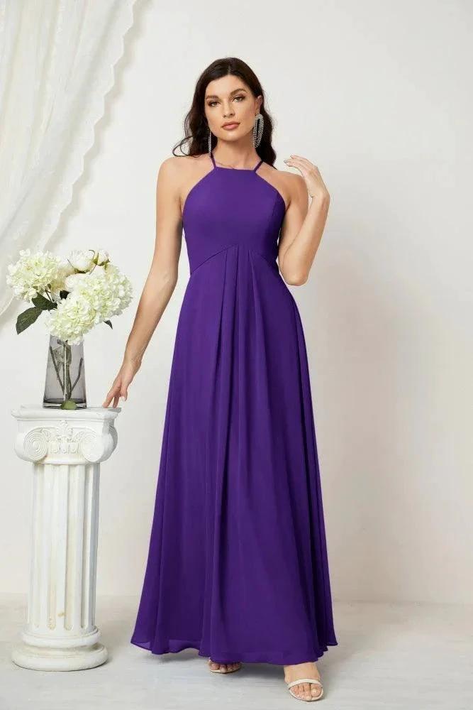 ZapDress Chiffon Halter Bridesmaid Dresses Long A-Line Formal Evening Dress 2805 (ZD16959)