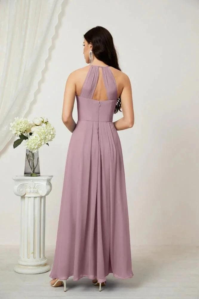 ZapDress Chiffon Halter Bridesmaid Dresses Long A-Line Formal Evening Dress 2805 (ZD16959)