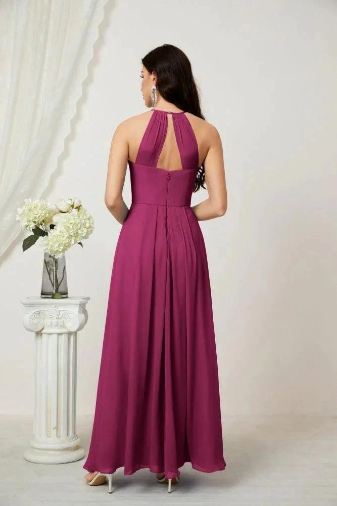ZapDress Chiffon Halter Bridesmaid Dresses Long A-Line Formal Evening Dress 2805 (ZD16959)