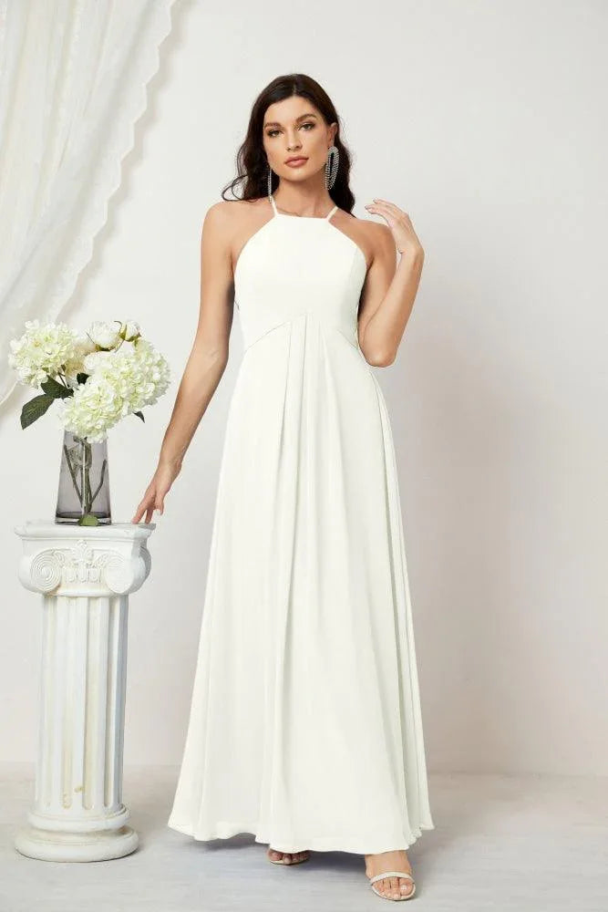 ZapDress Chiffon Halter Bridesmaid Dresses Long A-Line Formal Evening Dress 2805 (ZD16959)