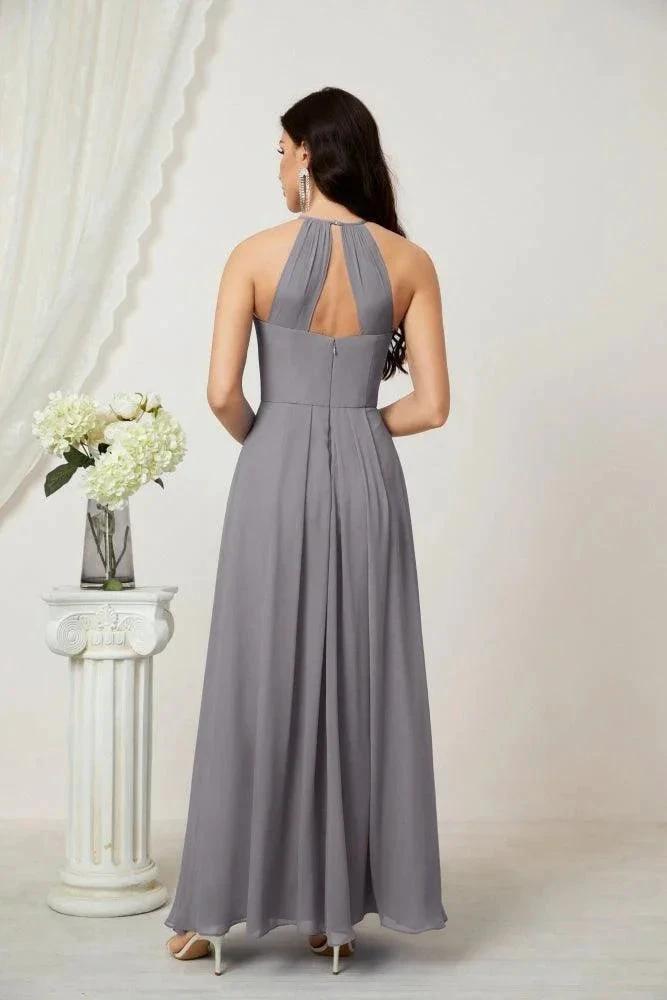 ZapDress Chiffon Halter Bridesmaid Dresses Long A-Line Formal Evening Dress 2805 (ZD16959)