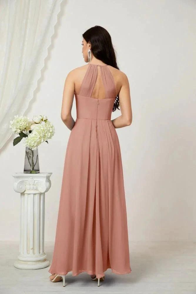ZapDress Chiffon Halter Bridesmaid Dresses Long A-Line Formal Evening Dress 2805 (ZD16959)