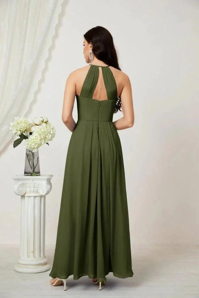 ZapDress Chiffon Halter Bridesmaid Dresses Long A-Line Formal Evening Dress 2805 (ZD16959)