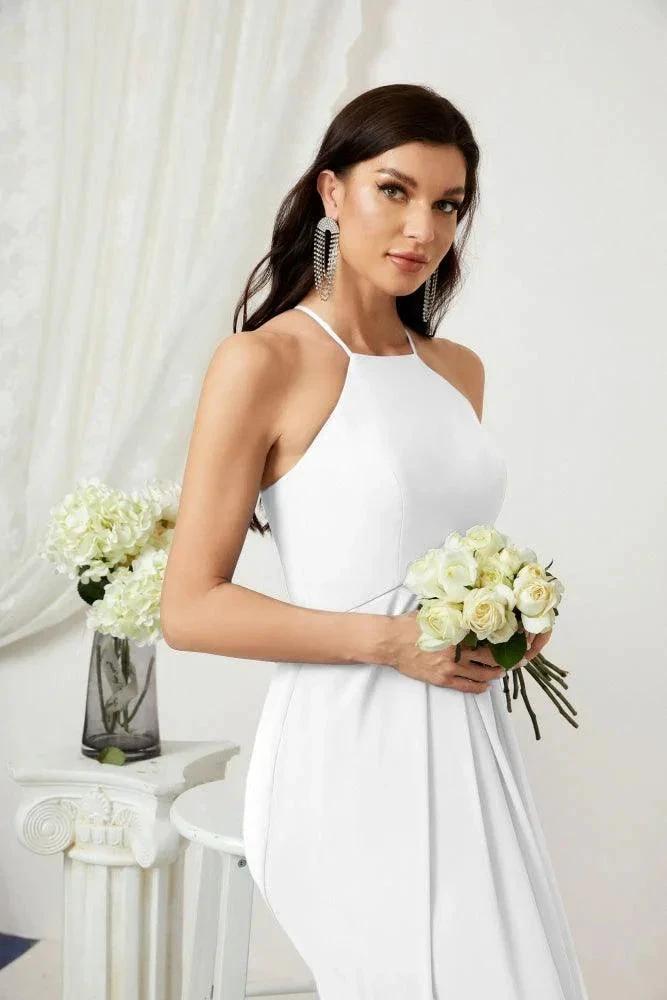Numbersea Chiffon Halter Bridesmaid Dresses Long A-Line Formal Evening Dress 2805 by numbersea