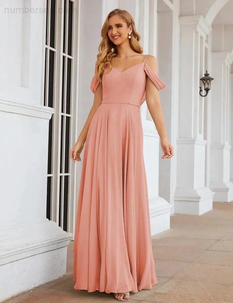 ZapDress Cold Shoulder Chiffon Bridesmaid Dresses Long Maxi Formal Prom Gowns for Women Party (ZD17042)