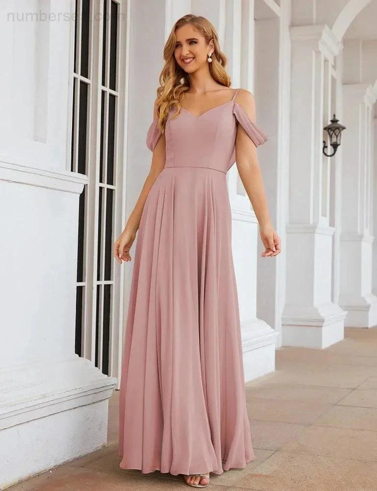 ZapDress Cold Shoulder Chiffon Bridesmaid Dresses Long Maxi Formal Prom Gowns for Women Party (ZD17042)