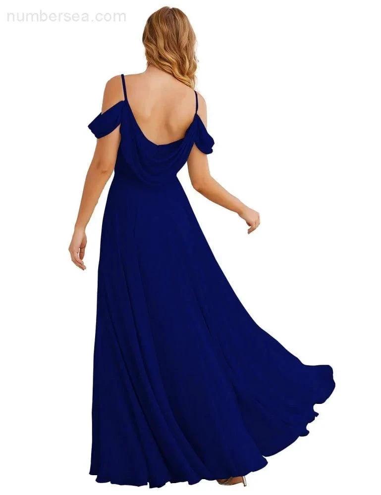 ZapDress Cold Shoulder Chiffon Bridesmaid Dresses Long Maxi Formal Prom Gowns for Women Party (ZD17042)