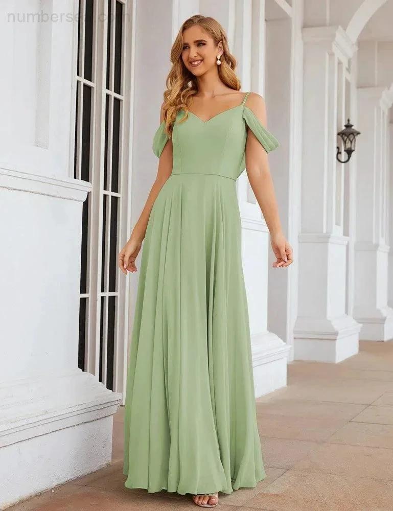 ZapDress Cold Shoulder Chiffon Bridesmaid Dresses Long Maxi Formal Prom Gowns for Women Party (ZD17042)