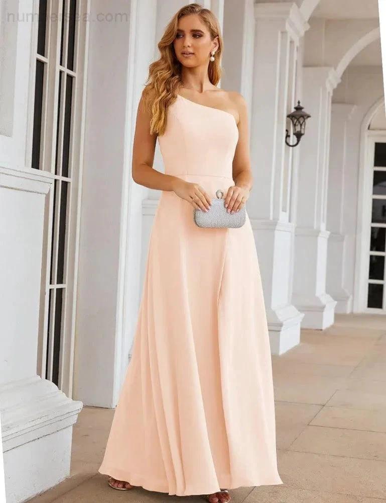 ZapDress One Shoulder Chiffon Bridesmaid Dresses Long Formal Homecoming Prom Gowns for Women Party Wedding Evening (ZD16950)
