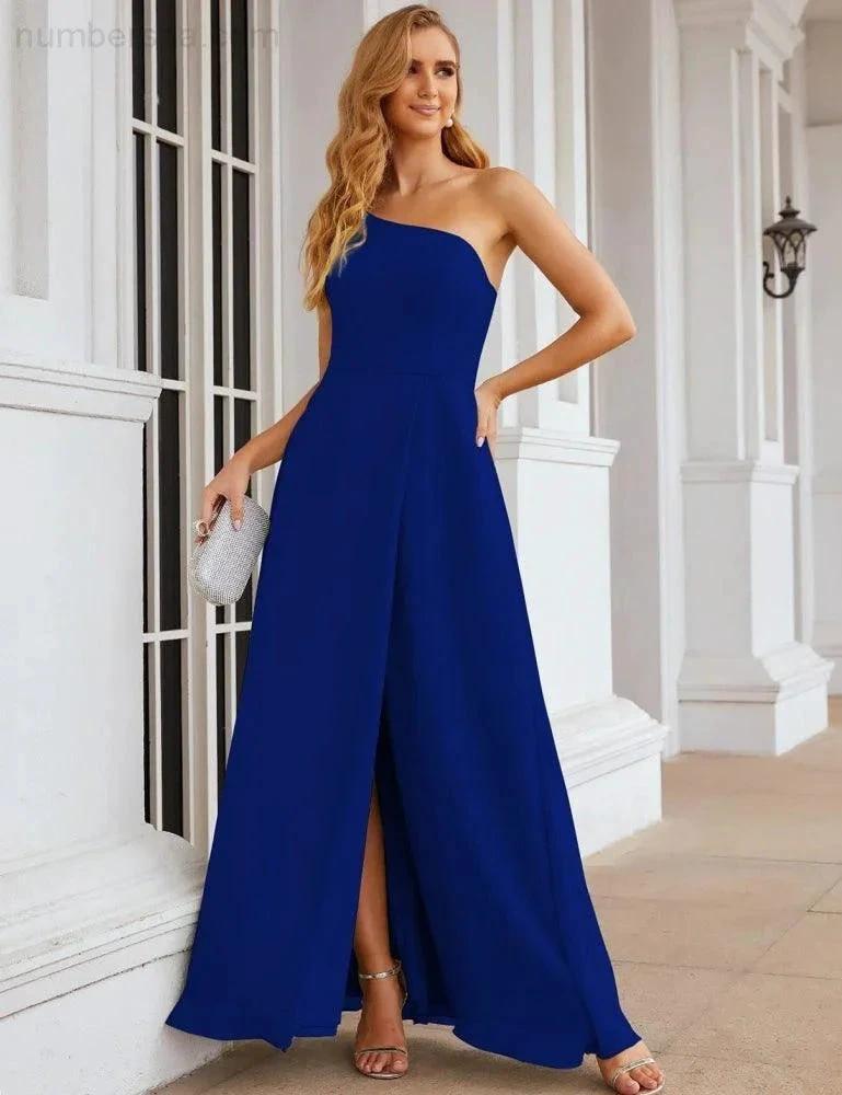 ZapDress One Shoulder Chiffon Bridesmaid Dresses Long Formal Homecoming Prom Gowns for Women Party Wedding Evening (ZD16950)