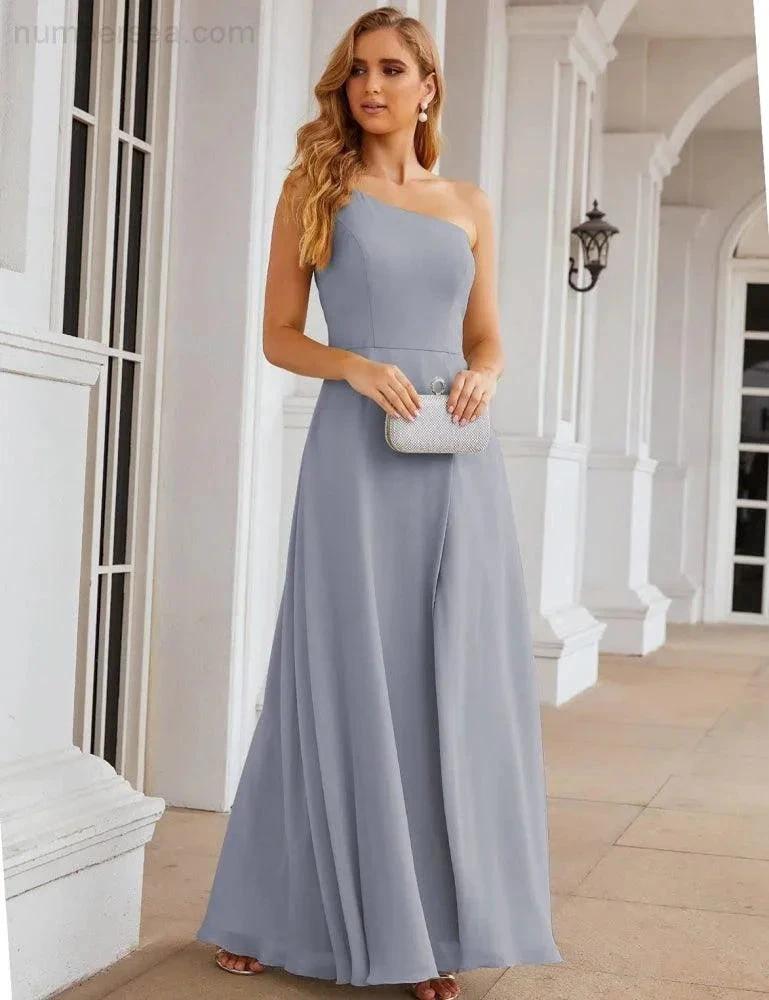 ZapDress One Shoulder Chiffon Bridesmaid Dresses Long Formal Homecoming Prom Gowns for Women Party Wedding Evening (ZD16950)