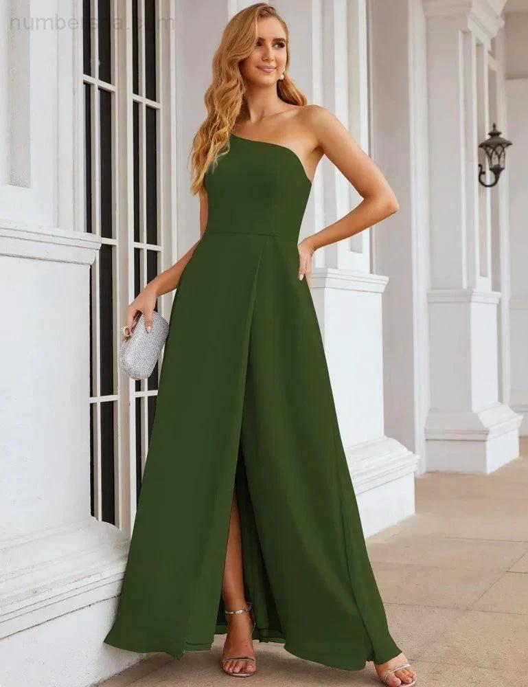 ZapDress One Shoulder Chiffon Bridesmaid Dresses Long Formal Homecoming Prom Gowns for Women Party Wedding Evening (ZD16950)