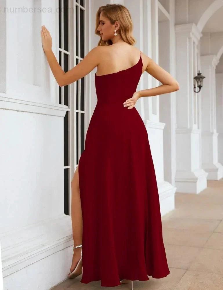 ZapDress One Shoulder Chiffon Bridesmaid Dresses Long Formal Homecoming Prom Gowns for Women Party Wedding Evening (ZD16950)