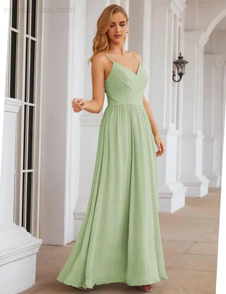 ZapDress Spaghetti Strap Bridesmaid Dresses Long Formal Party Prom Gowns 28060 (ZD17043)