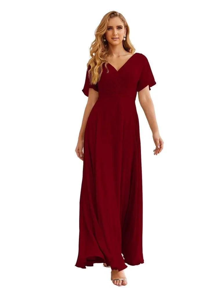 ZapDress Wrap V-Neck Chiffon Bridesmaid Dresses Long Formal Maxi Evening Gown for Wedding Guests (ZD17056) - View 11 | VelvetHem