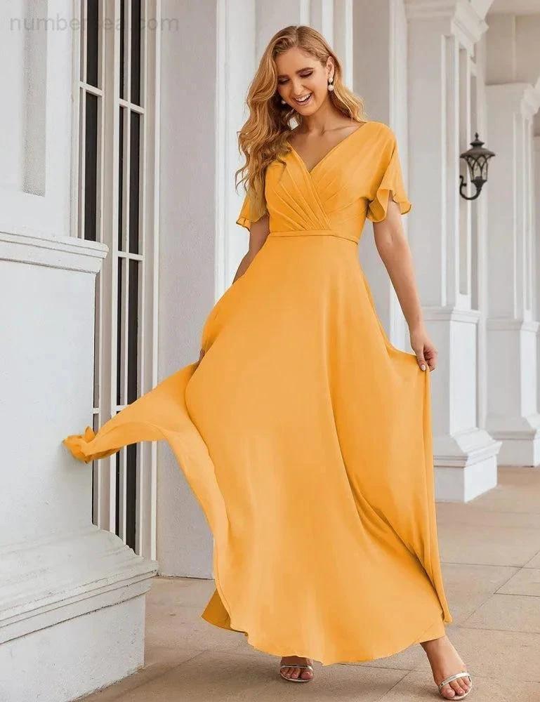 ZapDress Wrap V-Neck Chiffon Bridesmaid Dresses Long Formal Maxi Evening Gown for Wedding Guests (ZD17056) - View 10 | VelvetHem