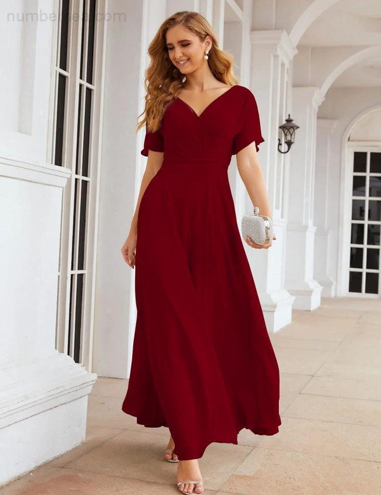 ZapDress Wrap V-Neck Chiffon Bridesmaid Dresses Long Formal Maxi Evening Gown for Wedding Guests (ZD17056) - View 14 | VelvetHem
