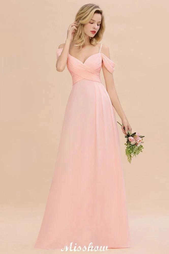 Off Shoulde straps Aline Bridesmaid Dress Chiffon Maid of Honor Dress (ZD12939)