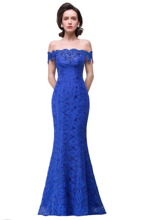 Off-the-shoulder Floor-length Lace Mermaid Bridesmaid Dresses (ZD13133)