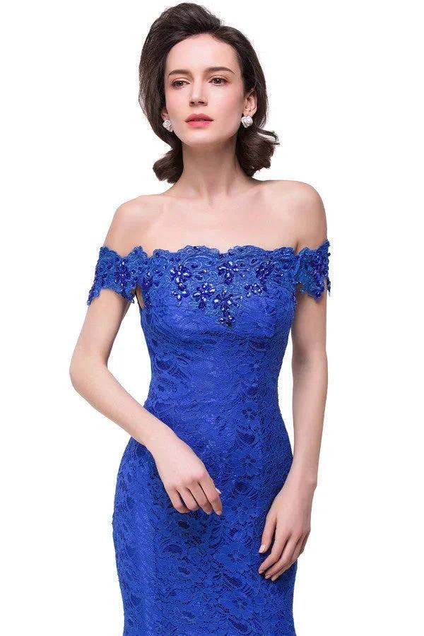 Off-the-shoulder Floor-length Lace Mermaid Bridesmaid Dresses (ZD13133)