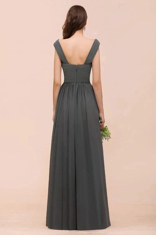 Off the Shoulder Front Side Split Bridesmaid Dress A-line Wedding Guest Dress (ZD13018)