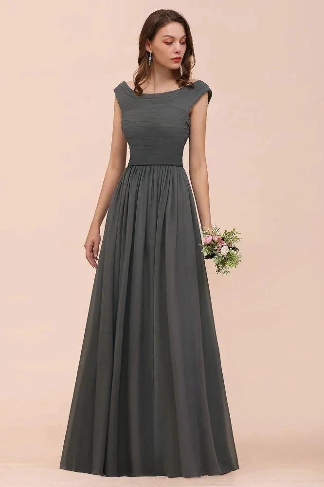 Off the Shoulder Front Side Split Bridesmaid Dress A-line Wedding Guest Dress (ZD13018) - View 6 | VelvetHem
