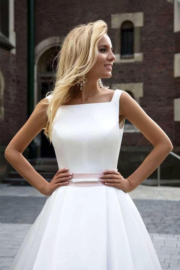On Sale Princess Simple A-line Satin Ivory Wedding Dresses (ZD16350)