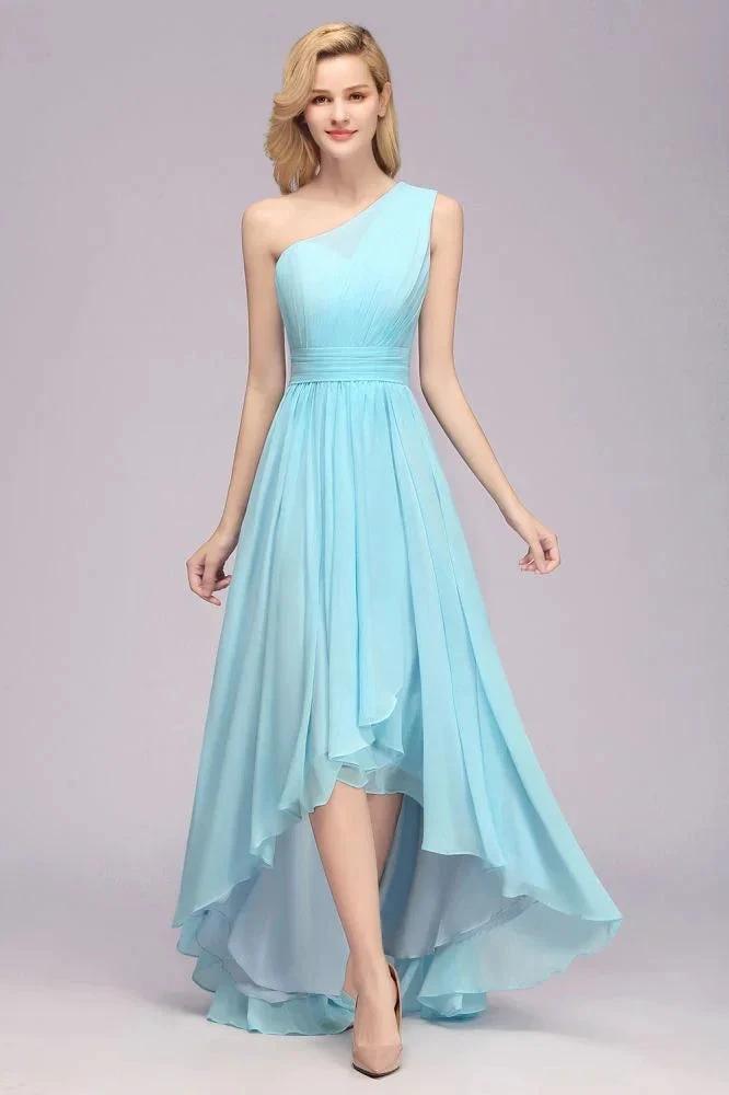 One Shoulder A-line Hi-lo Chiffon Bridesmaid Dresses for Women (ZD12960)