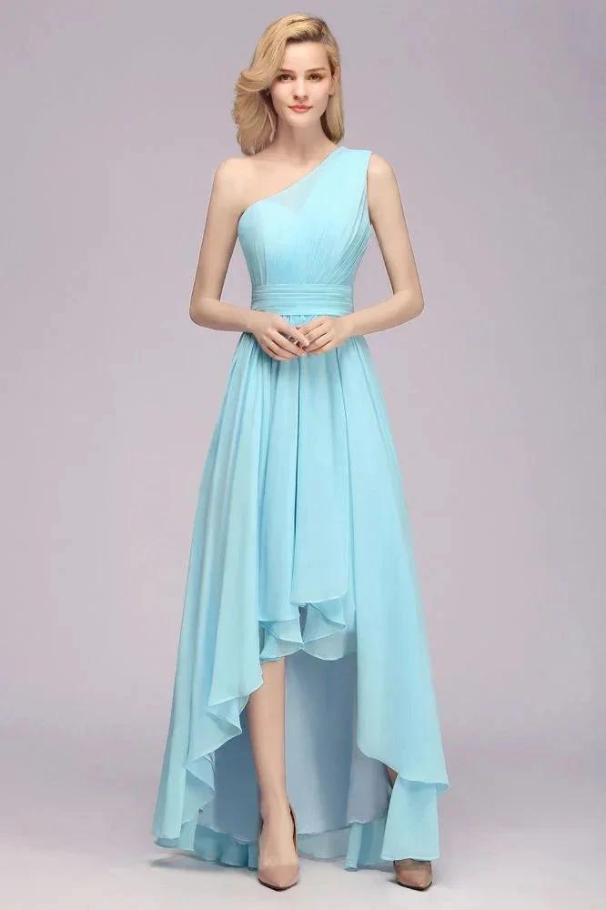 One Shoulder A-line Hi-lo Chiffon Bridesmaid Dresses for Women (ZD12960)