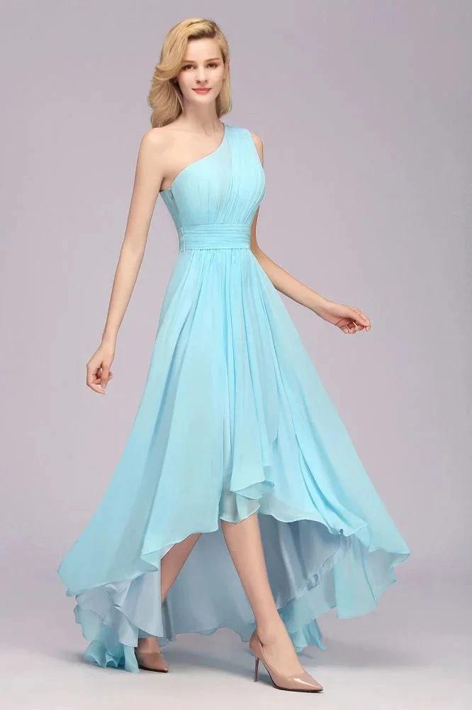One Shoulder A-line Hi-lo Chiffon Bridesmaid Dresses for Women (ZD12960)