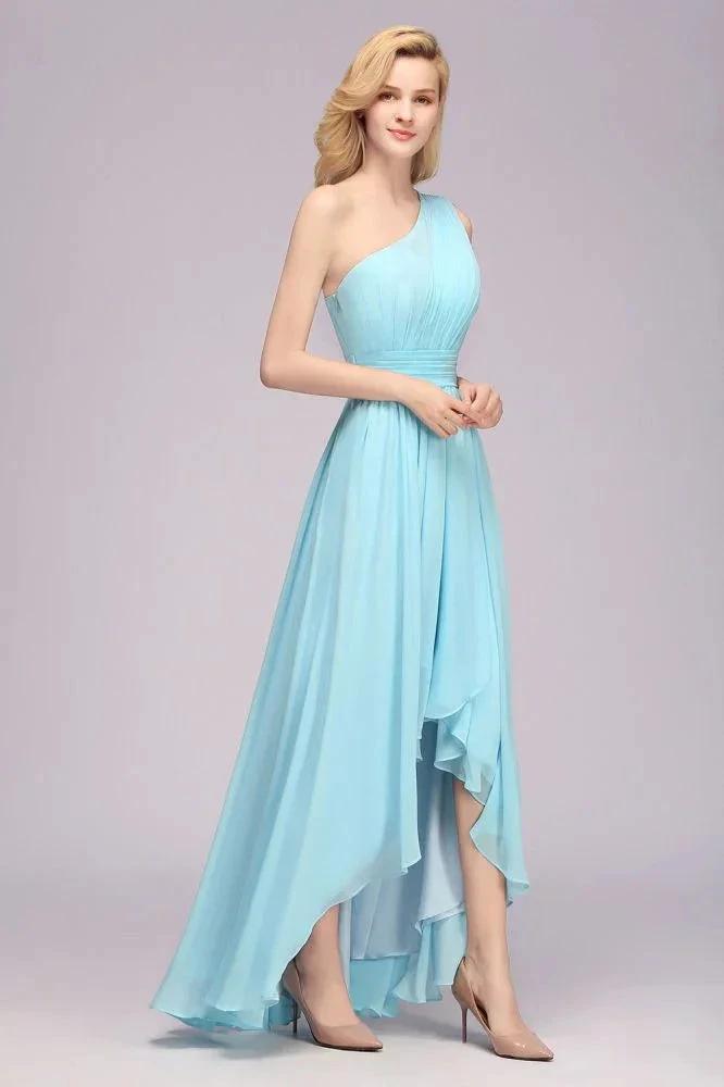 One Shoulder A-line Hi-lo Chiffon Bridesmaid Dresses for Women (ZD12960)