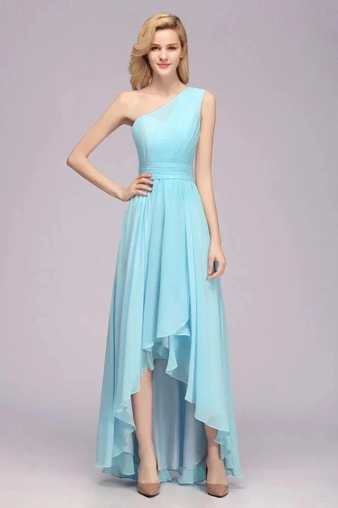 One Shoulder A-line Hi-lo Chiffon Bridesmaid Dresses for Women by misshow.com