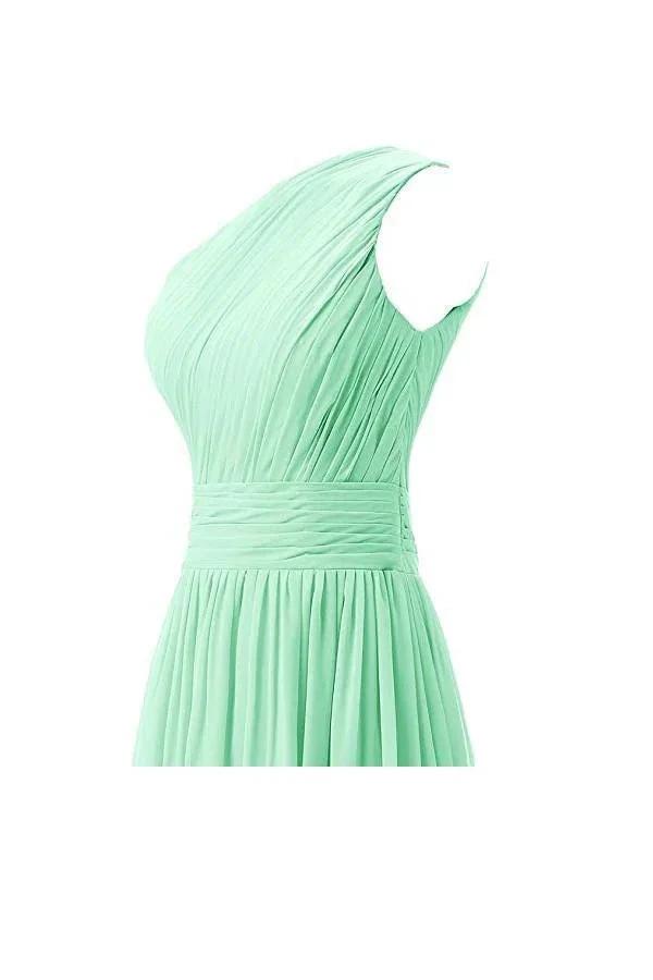 One Shoulder Bridesmaid Dresses Chiffon Prom Evening Dress (ZD13186)