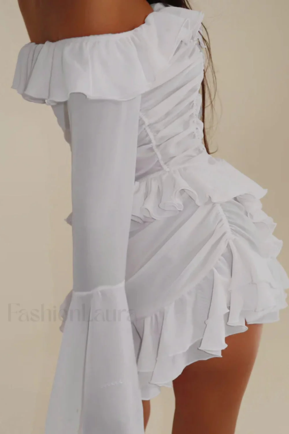 One Shoulder Ruffled Dress with Relaxed Fit and Comfort Fit Design
