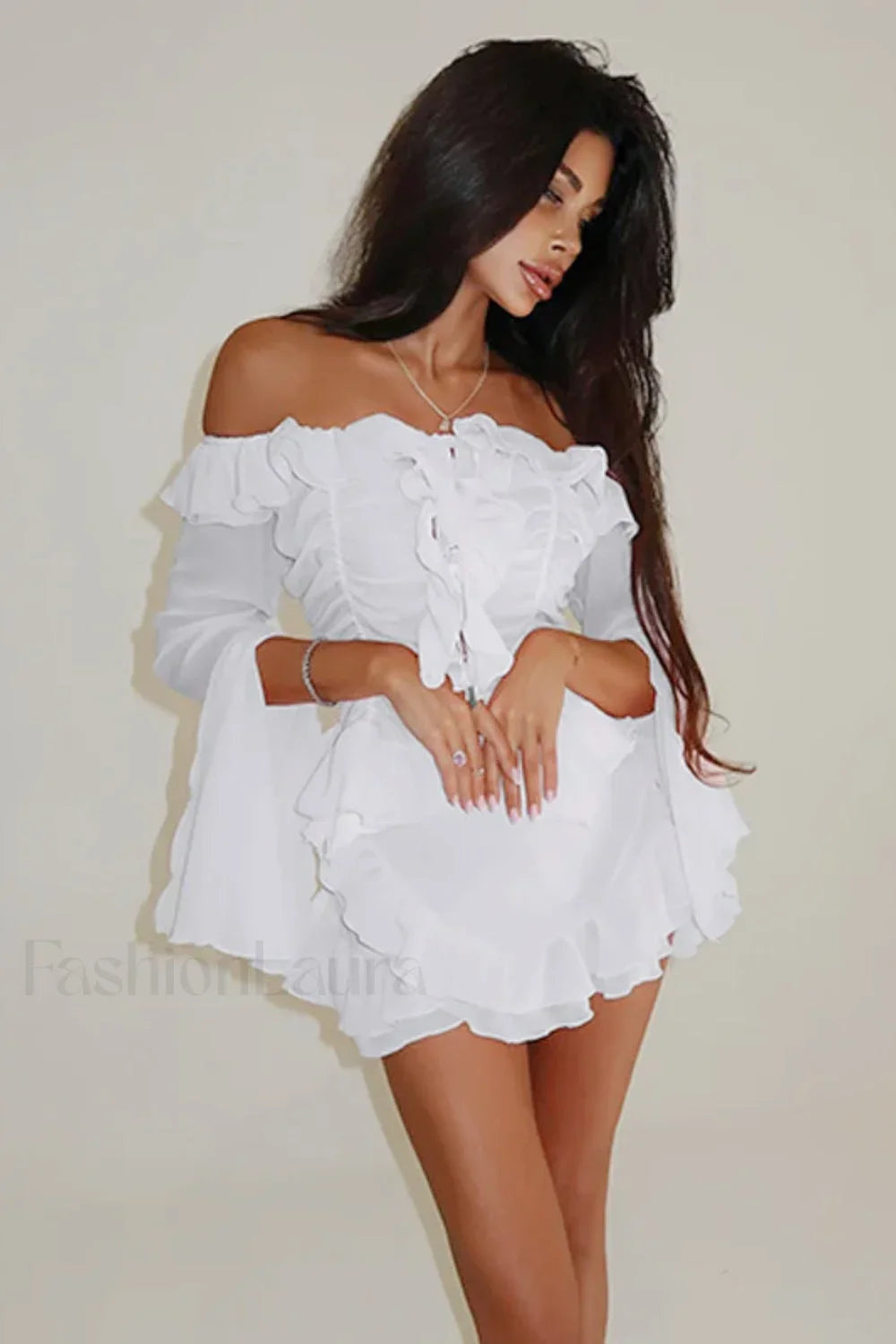 One Shoulder Ruffled Dress with Relaxed Fit and Comfort Fit Design