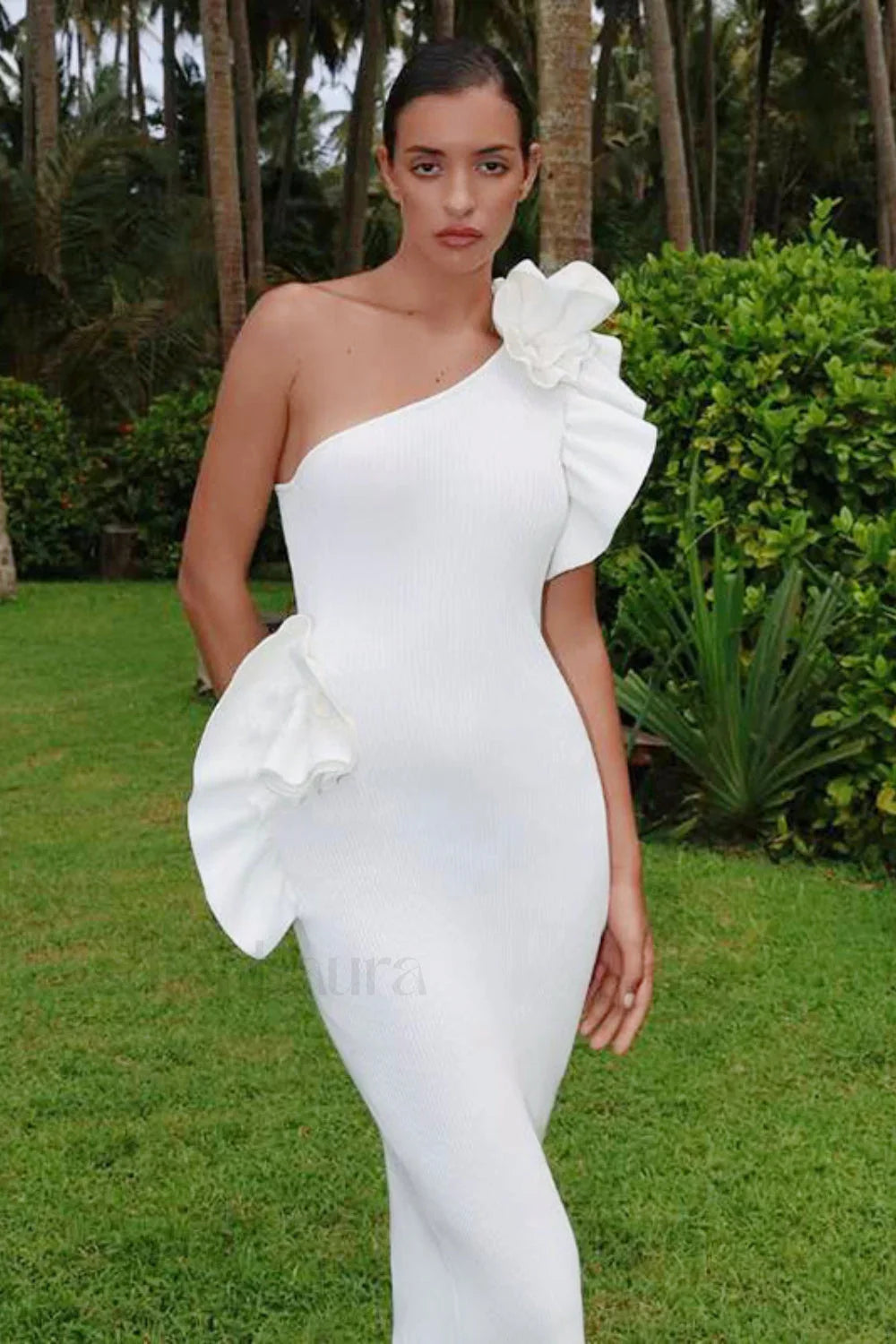 One Shoulder Ruffled Vintage Inspired Dress for Everyday Wear